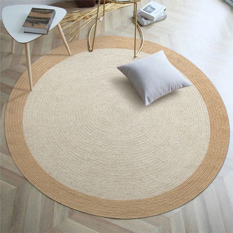 White Natural Jute Hemp Braided Woven Round Carpet Area Rug Floor Mats 373