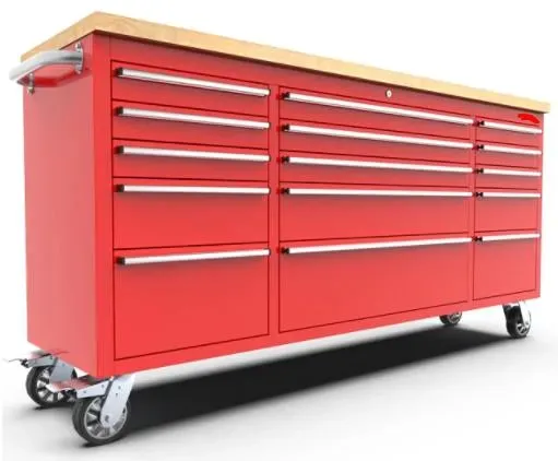 Red 15-Drawer Metal Workbench with Wheel