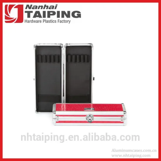 Red Aluminum Travel Makeup Case Brush Make Up Case