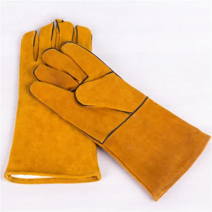Yellow Cowhide Leather Work Safety Gloves