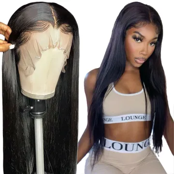 HF 180% Wholesale Lace Closure Wig Vendors,Raw Cuticle Aligned Wig HD Lace Closure, Natural Straight Braided Human Hair Wigs