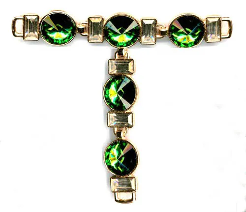 Vintage Sandal Chain with Green Stones Embellished