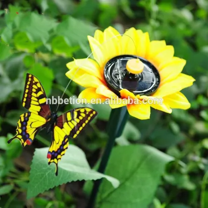 solar fluttering butterfly with sunflower flying butterfly sunflower fluttering butterfly garden decoration solar butterfly