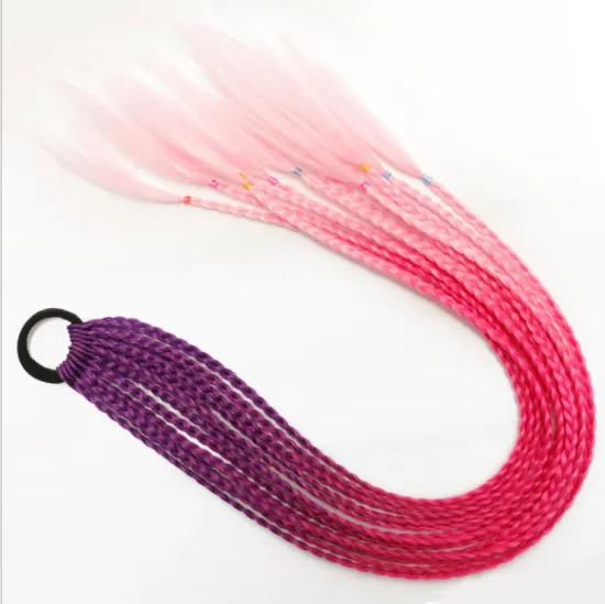 2021 New Ombre Long Ponytail Wig With Rubber Band Hair Ring Chignon Crochet Braid Hair Rainbow Synthetic Hair Extension