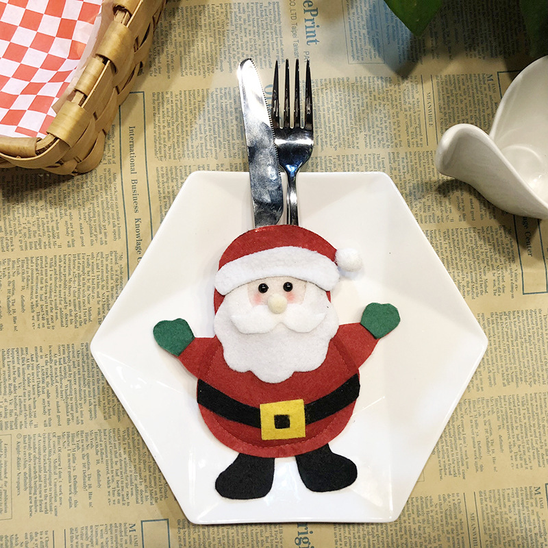 6pcs Christmas Decorations Snowman Kitchen Tableware Holder Bag Party Gift Xmas Ornament Christmas Decorations for Home Table