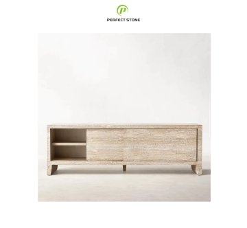 Custom Travertine TV Cabinets: Luxury Natural Stone Furniture for Modern Home Interiors