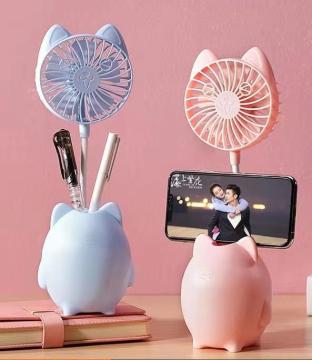 Pig Rechargeable Mini Fan with Clamp Phone Holder Pencil Vase