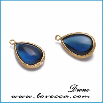 Beautiful low MOQ jewerly gift blue glass gem stone pendants