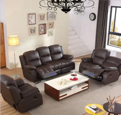 Brown Leather Living Room Lazy Boy Recliner Sofa
