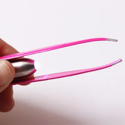 Stainless Steel LED Light Eyebrow Tweezers for Precision Trimming and Plucking