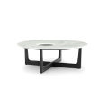 Marble coffee table with wooden feet