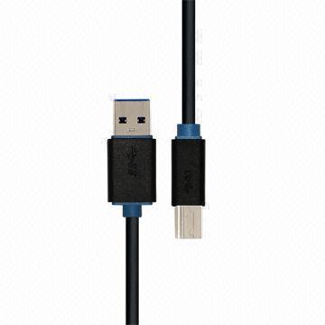USB3.0 A to USB3.0 B Plug Cable with 99.99% Pure Oxygen-free Copper Wires and PVC in Black Outer