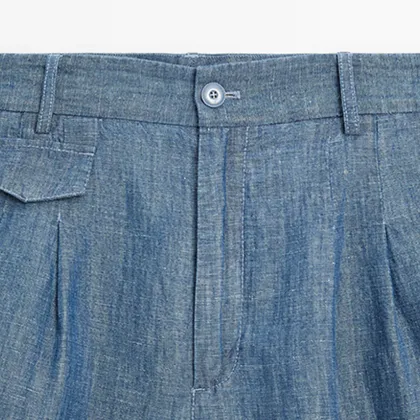 Women's pocket details cotton and linen shorts