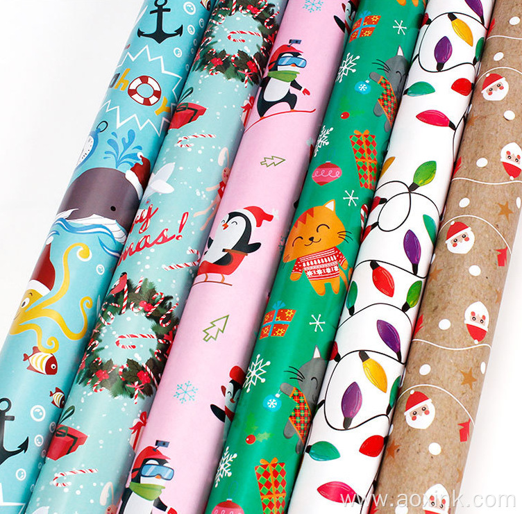 Gift Wrapping Paper Christmas Roll Packaging Custom Printed