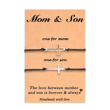 Fashion Love and Family Adjustable Hollow Christian Bible Cross Leather Bracelet - Handmade Couple Promise Bracelet