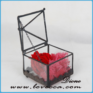 Tin Stained Glass Jewelry box Wedding Wishes Box, wedding favor glass display box