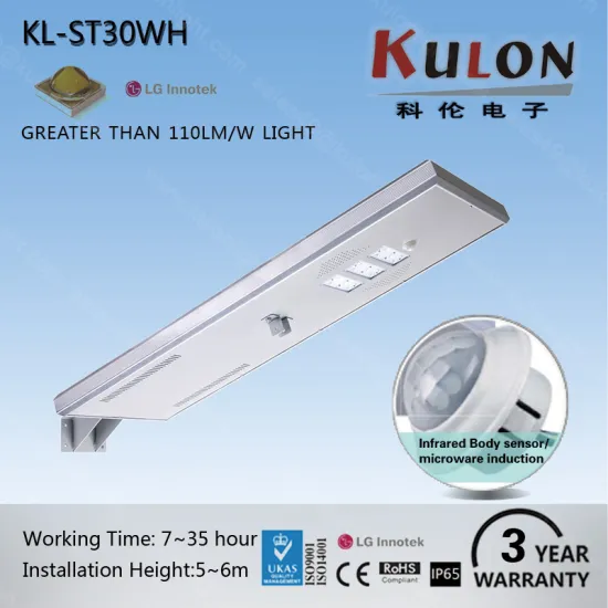 30W waterproof ip65 outdoor all in one motion sensor street led solar light