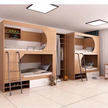 Customized Solid Wood Twin Over Double Decker Bunk Bed for Students and Hostels
