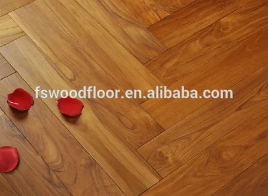 wax oiled massive parquet wood flooring - teak
