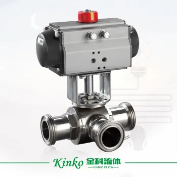 CF8M Pneumatic sanitary three-way quick ball valve