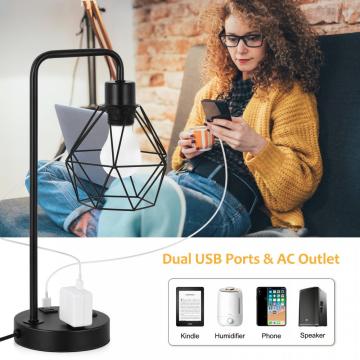 Lampe de table industrielle avec des ports de charge