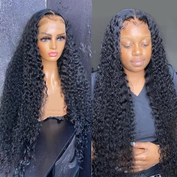 Glueless Curly Human Hair Wigs 13x4 Kinky Curly Lace Front Human Hair Wigs For Women Transparent Lace Wigs
