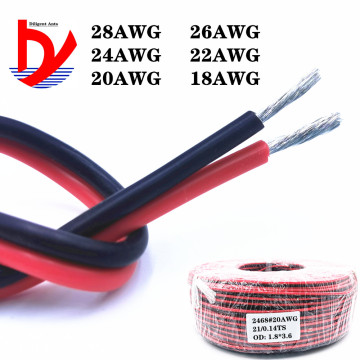18 20 22 awg Tinned copper Electric wire 2pin Red Black Copper Cable insulated Electrical Extend Cord