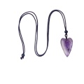 Amethyst 25x40mm Love Heart Pendant Necklace Adjustable Rope Chain