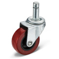 Red PU castor Swivel bolt hole caster wheel