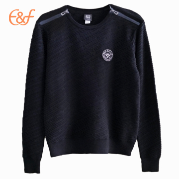 Men's Cross Rib Pattern Black Winter Sweater With Zippers