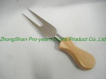 Cheese knife with wooden holder