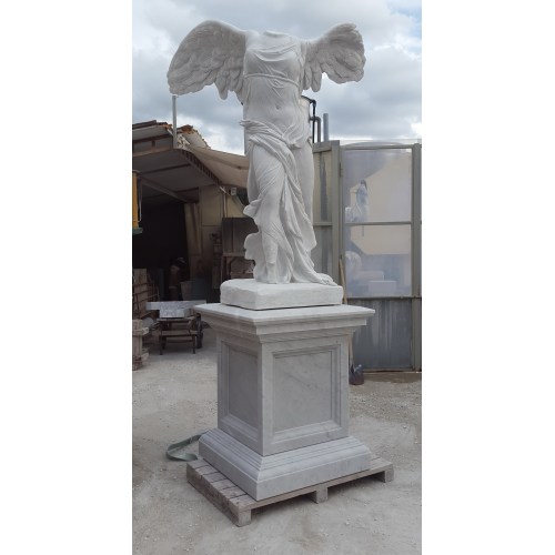 Classic Figure in Hand-Sculpted Marble Feathered Wings