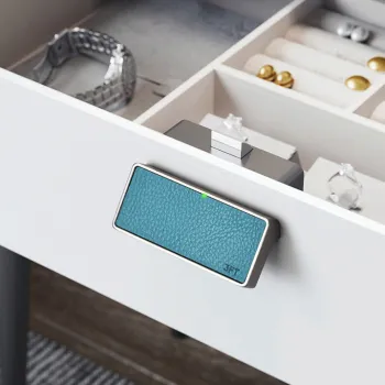 Smart Leather Fingerprint Cabinet Drawer Lock with USB Charging - Black Electronic Locks for Drawers