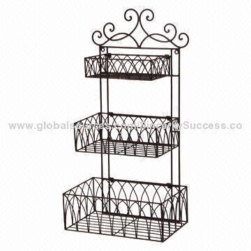 Wrought iron metal shelf, indoor furniture supplies, made of iron steel/tube, with powder coating
