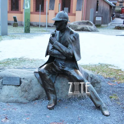 Outdoor garden famous bronze sherlock holmes statue