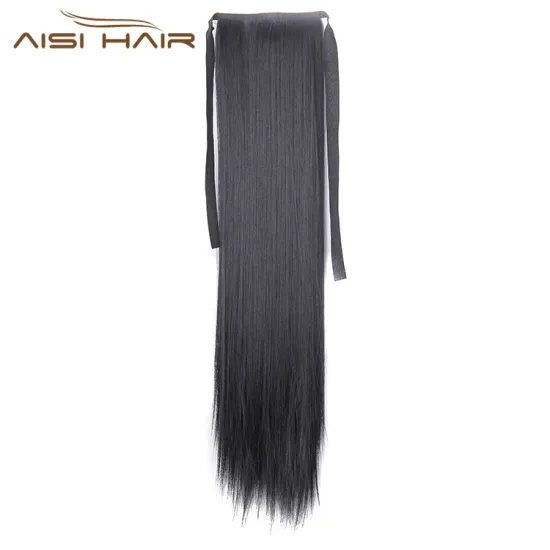 Aisi Hair Long Straight Bandage Synthetic Ponytail Heat Resistant Fiber Hairpiece Clip In Hair Extension for Woman