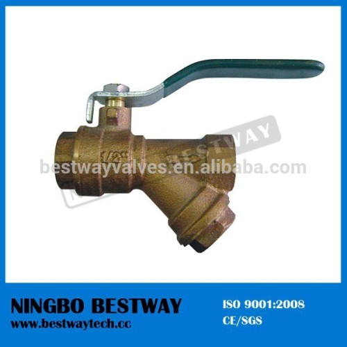 Bronze ball valve with strainer