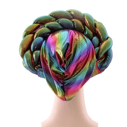 Adjustable Braided Muslim Headscarf Hat for Women - Baotou Hat with Crossed Forehead