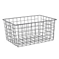 Household Organiser Bathroom Kitchen Laundry Small Size Rectangular Black Steel Grid Wire Mesh Storage Basket Manufactory