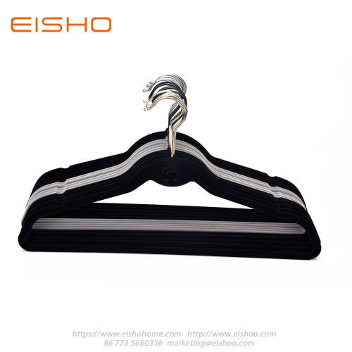 Plastic Velvet Clothes Hanger With Tie Hook