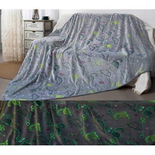 Chăn dạ quang in hình khủng long hoạt hình