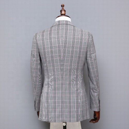 High End Fashion Bespoke Plaid Grey Woolen Suit