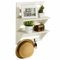 Wall Shelf Rustic 2-Tier Wood Wall Mounted Storage Shelf Hooks Supplier