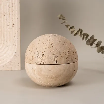 Mini Travertine Incense Burner - Natural Stone Ball Incense Holder