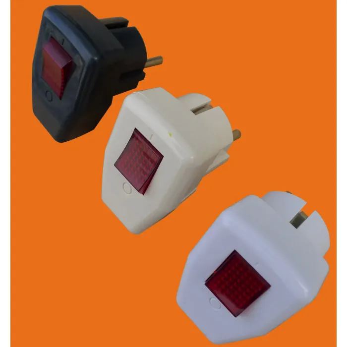 Steker 2 Pin dengan Bumi dan Sakelar (P7055)