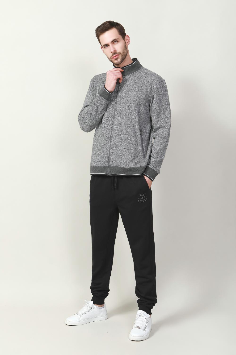 BLACK BRUSHED FLEECE TRACKPANT