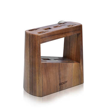 Acacia Wood Knife Stand - Professional Kitchen Knife Holder with Sharpener
