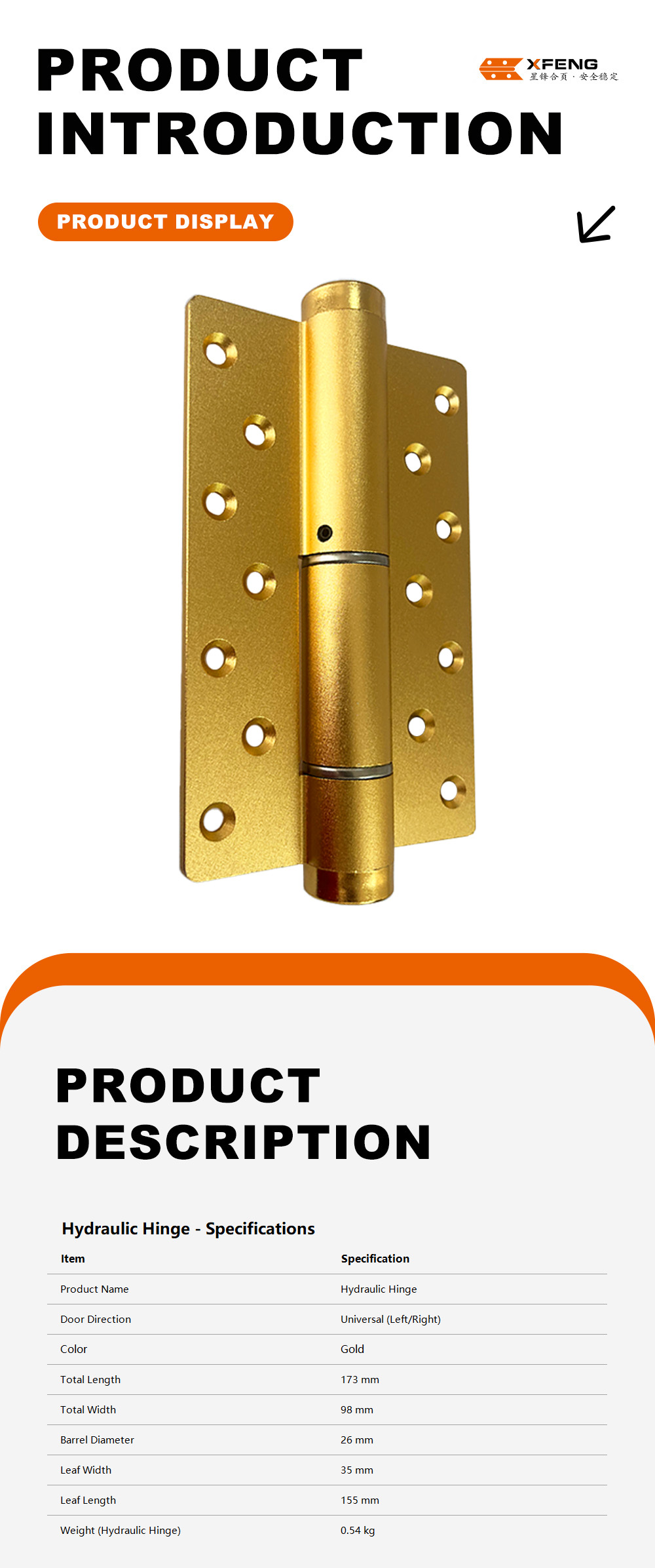 2-Non-Handed Hydraulic Hinge x