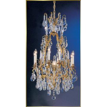 Wrought Iron Crystal Chandelier in 24Kt Gold