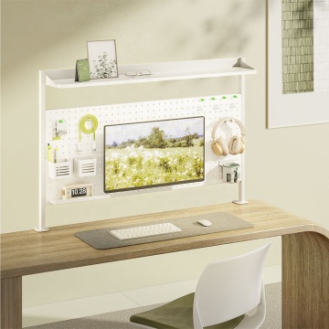 Custom Steel Metal Peg Board for Home Office Organization - STB31-06 Clamp-on Desk Mount Shelf Organizer